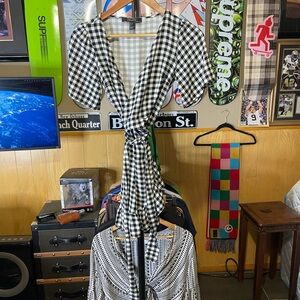 Forever 21 Gray and White Checkered Blouse